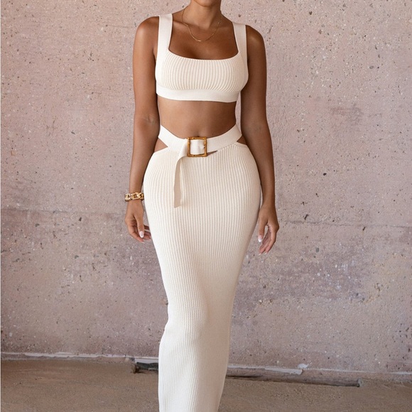 NWT Jluxlabel IVORY NIKOLE RIBBED SKIRT SET - Picture 1 of 4